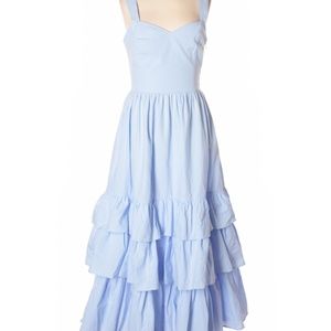 H&M Light Blue Ruffle Midi Dress